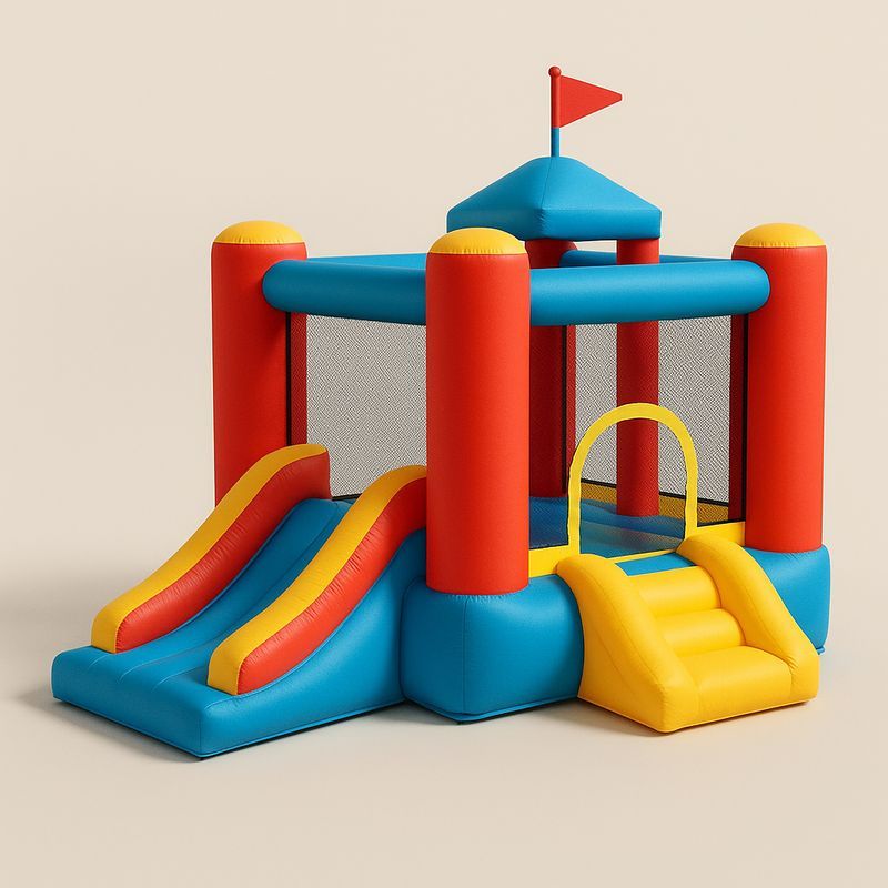 Aufblasbare Hüpfburg Spielhaus mit Rutsche aus PVC Rot/Blau/Gelb