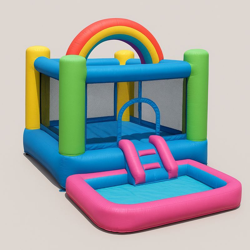 Aufblasbare Hüpfburg mit Rutsche Regenbogen PVC Mehrfarbig 300x250x210 cm