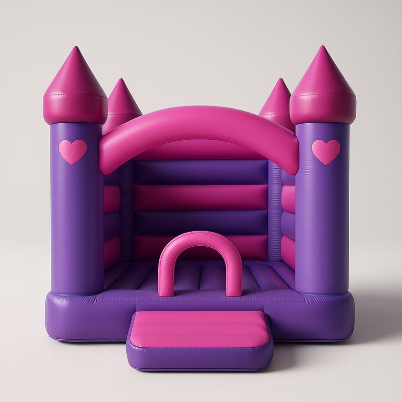 Aufblasbare Hüpfburg Schlossform 300x250x200 cm PVC Lila/Rosa