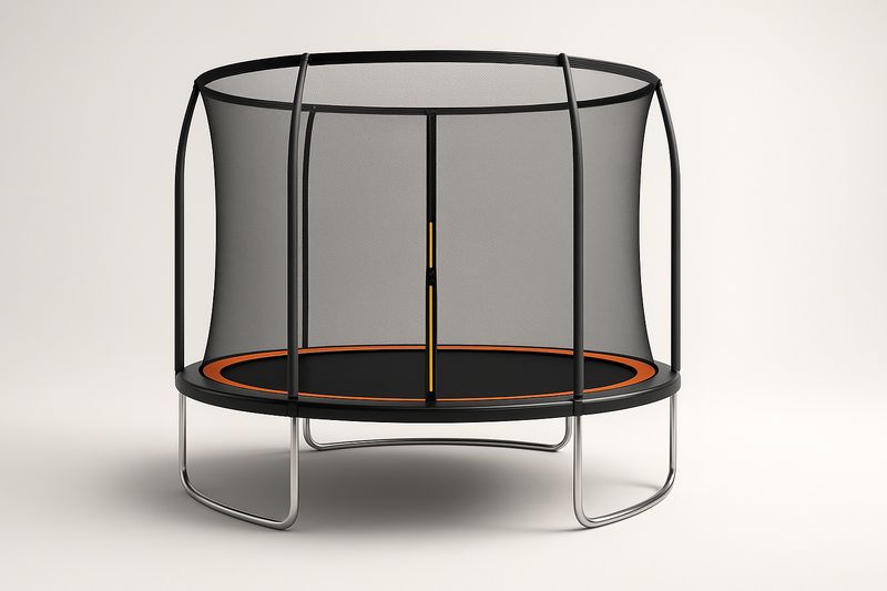 Rundes Trampolin mit Sicherheitsnetz Ø244cm Stahl und Polypropylen Schwarz und Orange