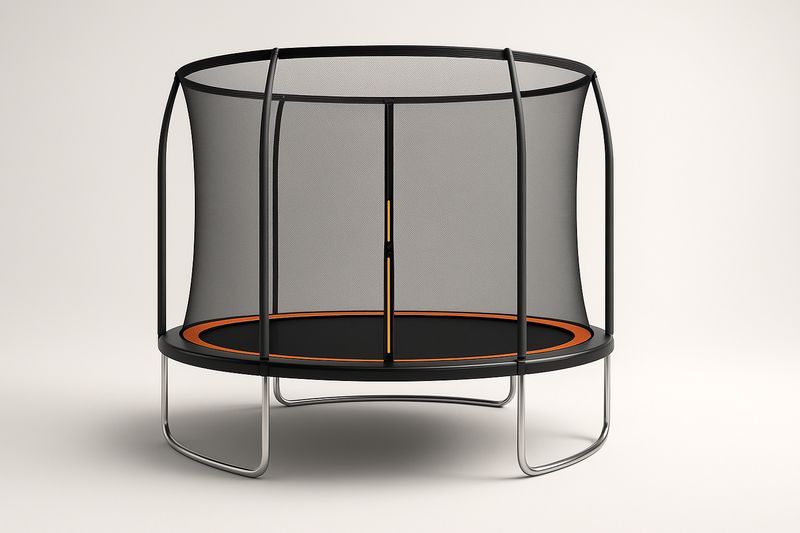 Rundes Trampolin mit Sicherheitsnetz Ø244cm Stahl und Polypropylen Schwarz und Orange