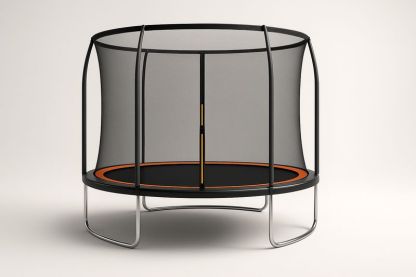 Rundes Trampolin mit Sicherheitsnetz Ø244cm Stahl und Polypropylen Schwarz und Orange