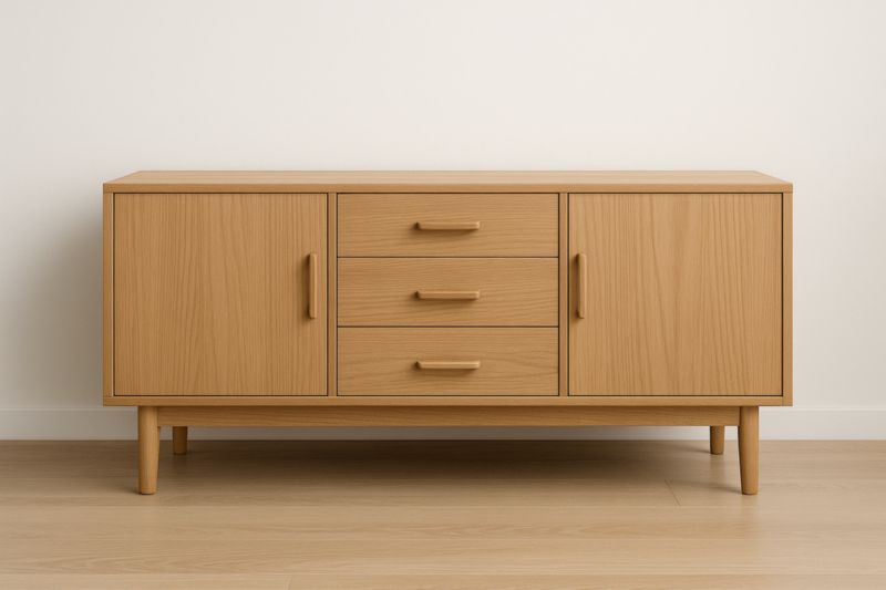 Buffet en Bois avec Trois Tiroirs et Deux Portes