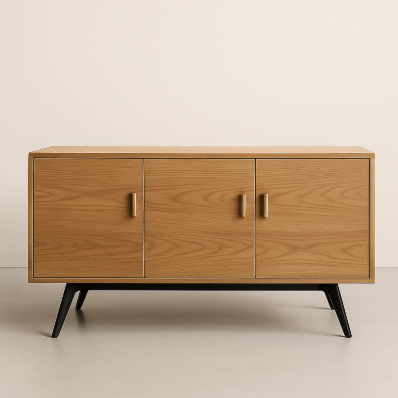 Buffet en bois de chêne avec pieds en métal noirs