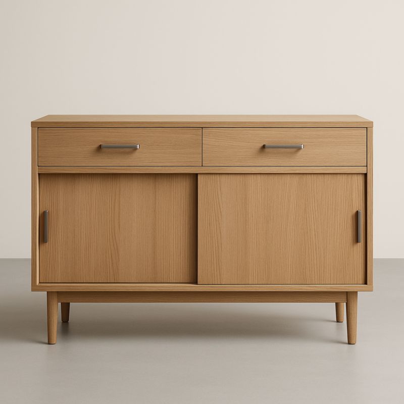Buffet en bois avec portes coulissantes et tiroirs