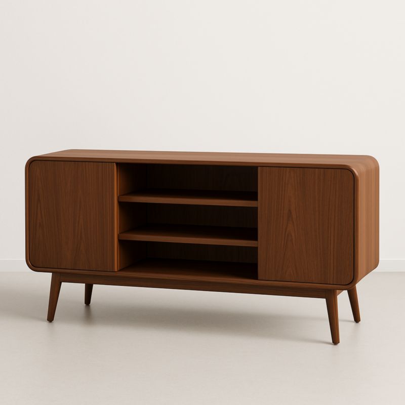 Buffet en bois avec placage de noyer 170x45x70 cm