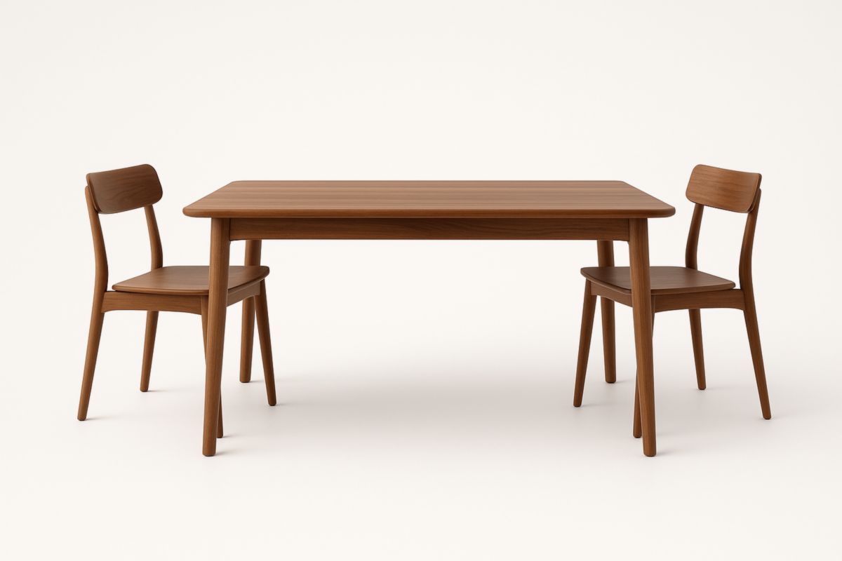 Set tavolo e sedie in legno massello marrone