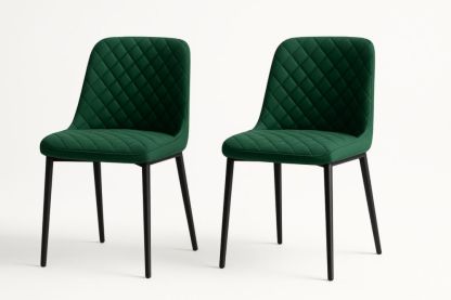 Set di 2 sedie in tessuto verde con gambe in metallo nero