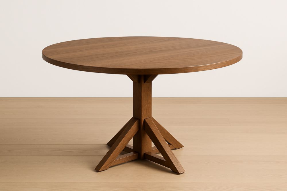 Tavolo rotondo in legno marrone diametro 120 cm altezza 75 cm