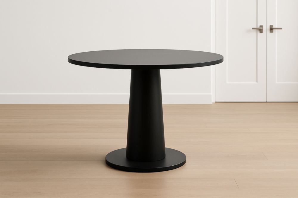 Tavolo Rotondo in MDF e Metallo Nero Ø 120 cm Altezza 75 cm