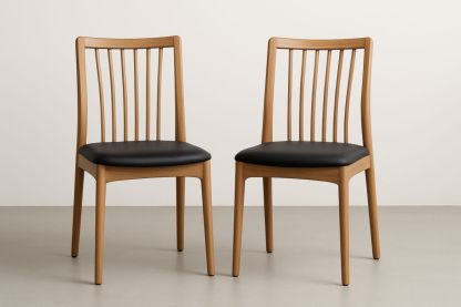 Set 2 Sedie da Pranzo in Legno e Similpelle Nera