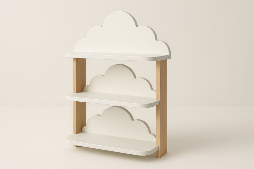 Mensola a forma di nuvola in MDF bianco 50x15x60 cm