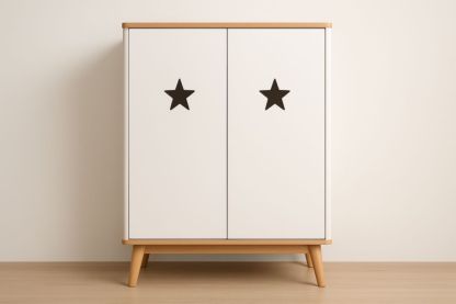 Armadio per Bambini Forma Rettangolare in Legno di Pino Bianco a Due Ante