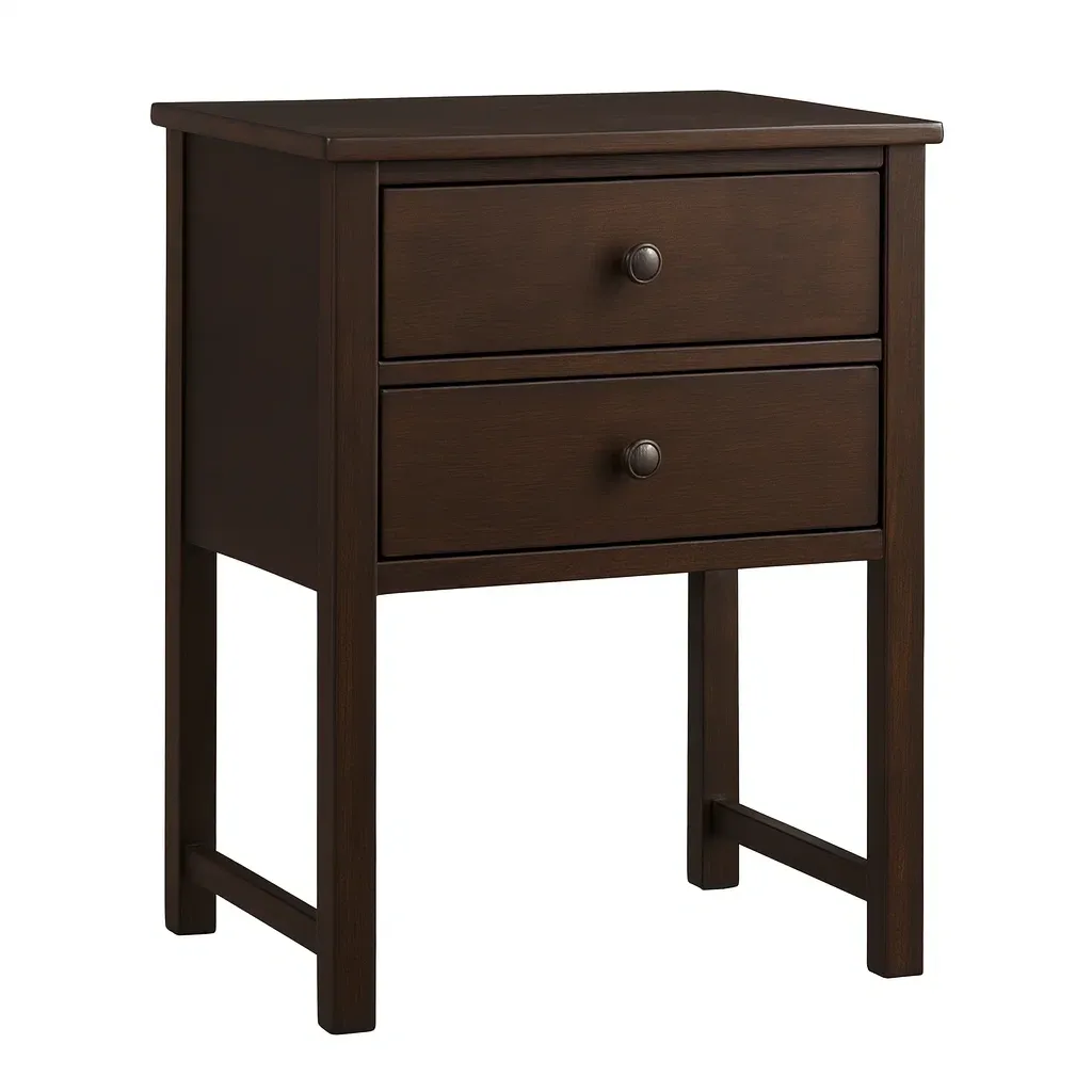 Table de chevet en bois marron avec deux tiroirs-Sofinixx
