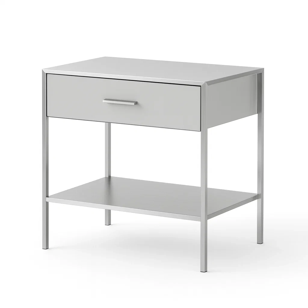 Table de chevet en métal et MDF gris avec tiroir et étagère-Sofinixx