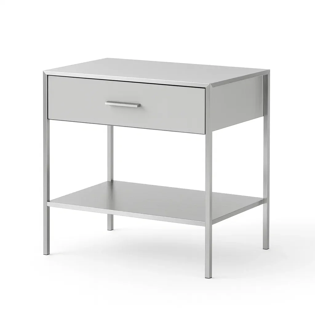 Table de chevet en métal et MDF gris avec tiroir et étagère-Sofinixx