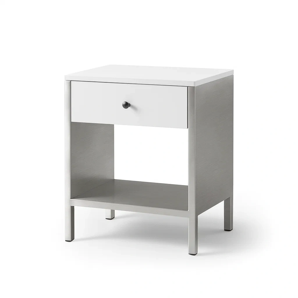 Table de chevet en acier blanc avec tiroir-Sofinixx