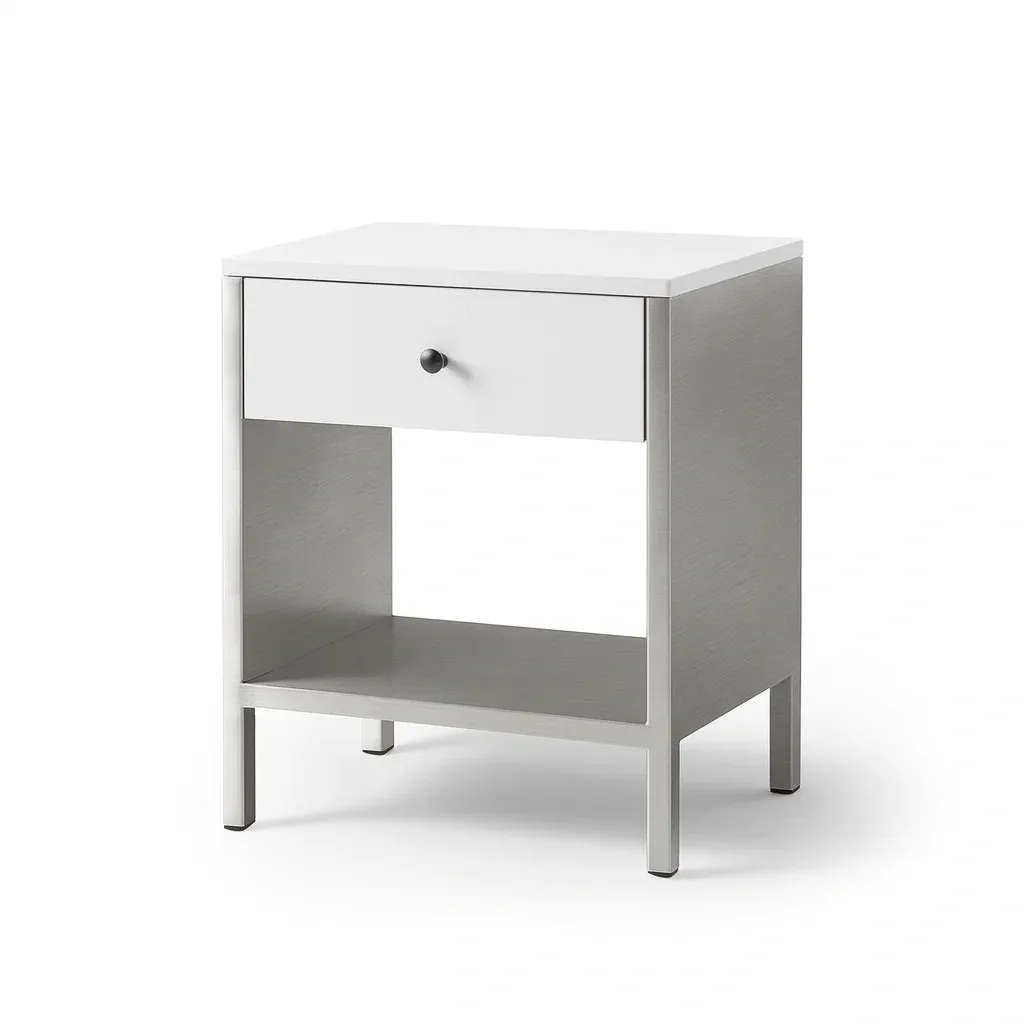 Table de chevet en acier blanc avec tiroir-Sofinixx