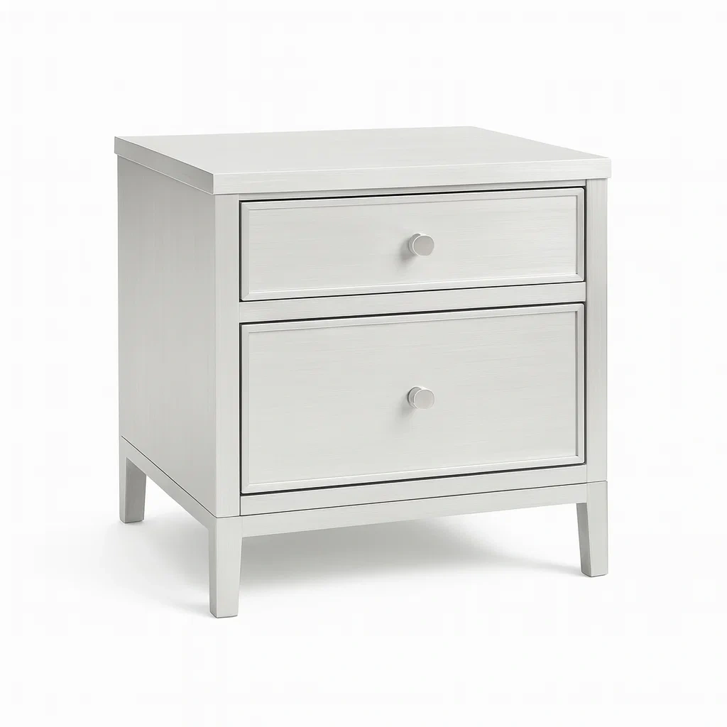 Table de chevet en MDF blanc avec deux tiroirs-Sofinixx