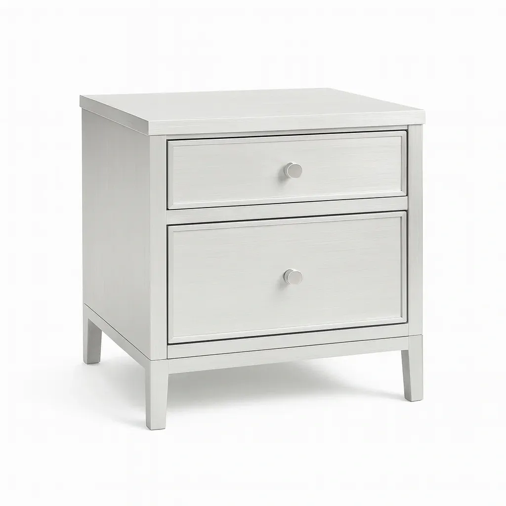 Table de chevet en MDF blanc avec deux tiroirs-Sofinixx