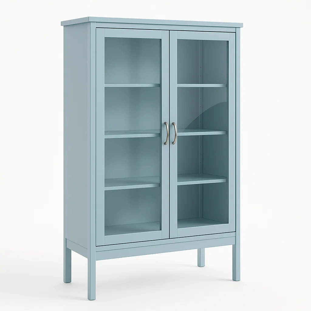 Vitrine en MDF avec portes en verre trempé bleu 150 x 80 x 30 cm-Sofinixx