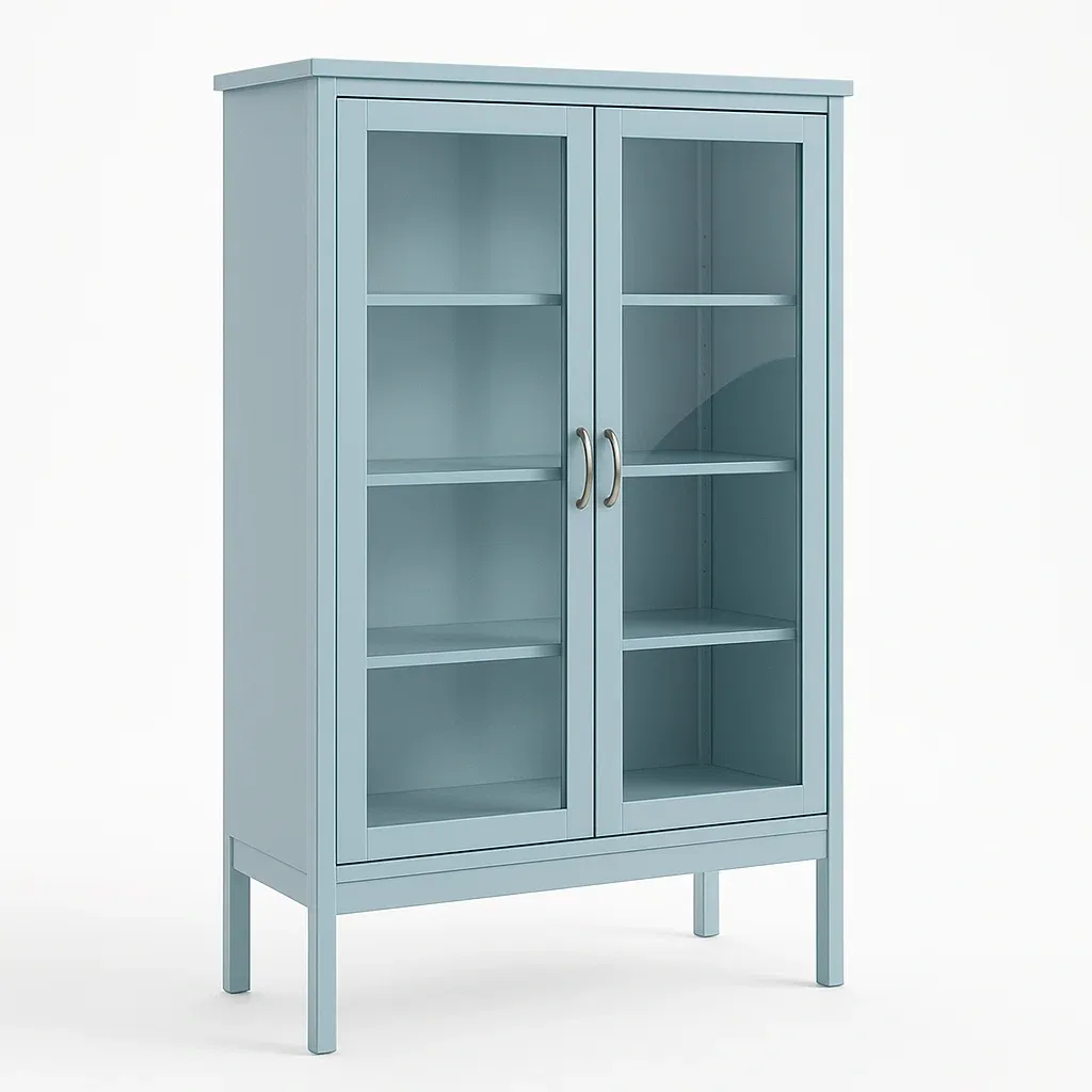 Vitrine en MDF avec portes en verre trempé bleu 150 x 80 x 30 cm-Sofinixx