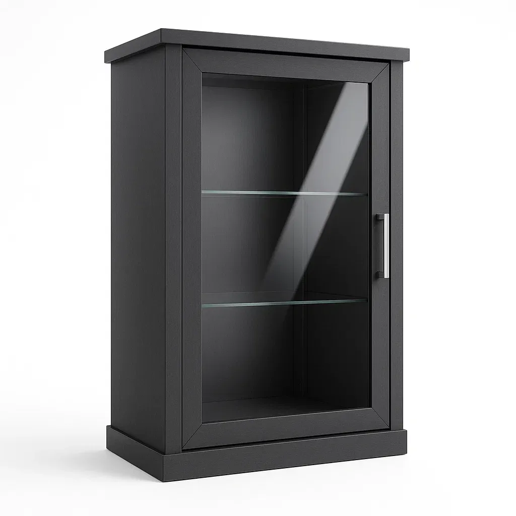 Vitrine en MDF et verre trempé noir 120 x 60 x 30 cm-Sofinixx