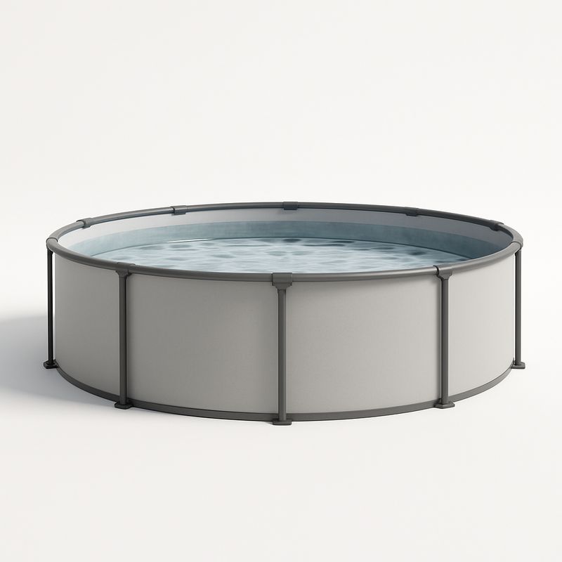 Runder Aufstellpool 366 cm Durchmesser PVC-Stahlrahmen Grau