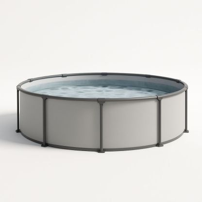 Runder Aufstellpool 366 cm Durchmesser PVC-Stahlrahmen Grau
