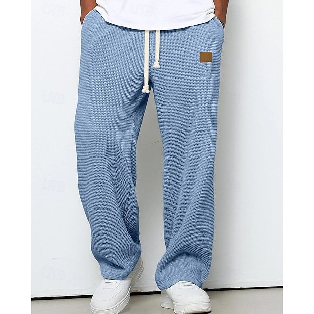 Year-end sale: 50% OFF/Men's Sweatpants Trousers Straight Leg Sweatpants Waffle