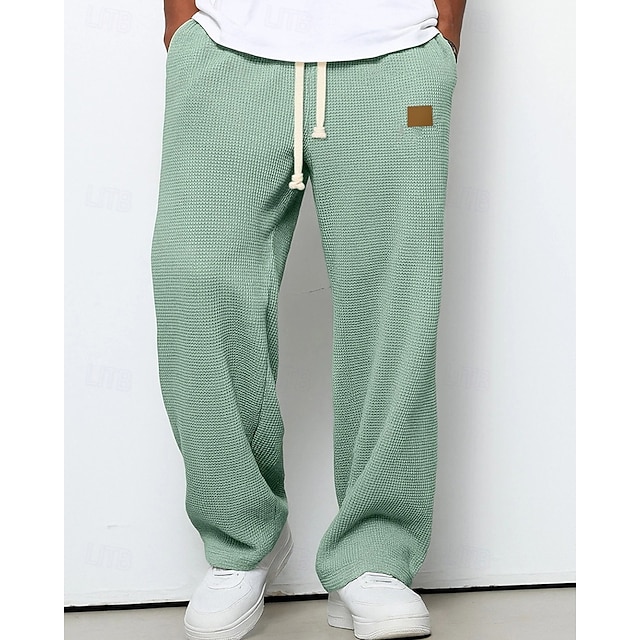 Year-end sale: 50% OFF/Men's Sweatpants Trousers Straight Leg Sweatpants Waffle