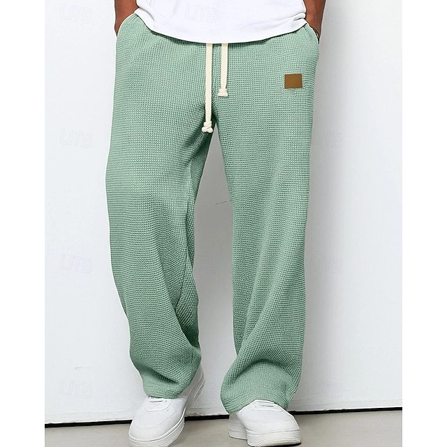 Year-end sale: 50% OFF/Men's Sweatpants Trousers Straight Leg Sweatpants Waffle