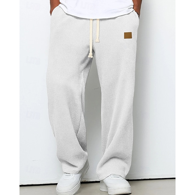 Year-end sale: 50% OFF/Men's Sweatpants Trousers Straight Leg Sweatpants Waffle