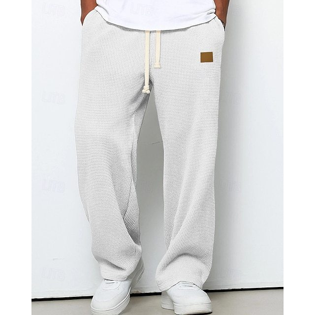 Year-end sale: 50% OFF/Men's Sweatpants Trousers Straight Leg Sweatpants Waffle