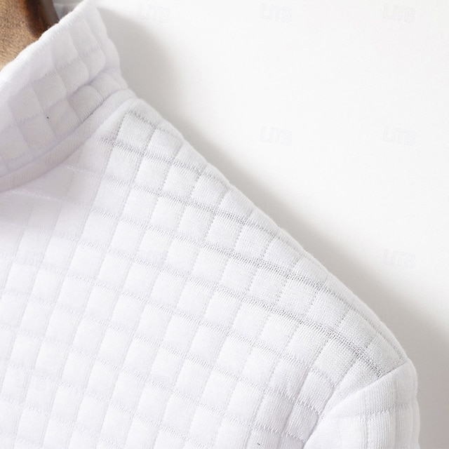 Men's Waffle Polo Shirts Textured Sports & Outdoor Casual Quarter Zip Long Sleeve Fashion Comfortable Zip Up Pocket Spring