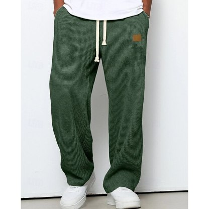 Year-end sale: 50% OFF/Men's Sweatpants Trousers Straight Leg Sweatpants Waffle
