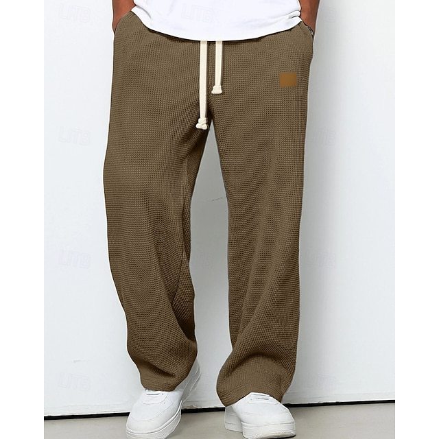 Year-end sale: 50% OFF/Men's Sweatpants Trousers Straight Leg Sweatpants Waffle