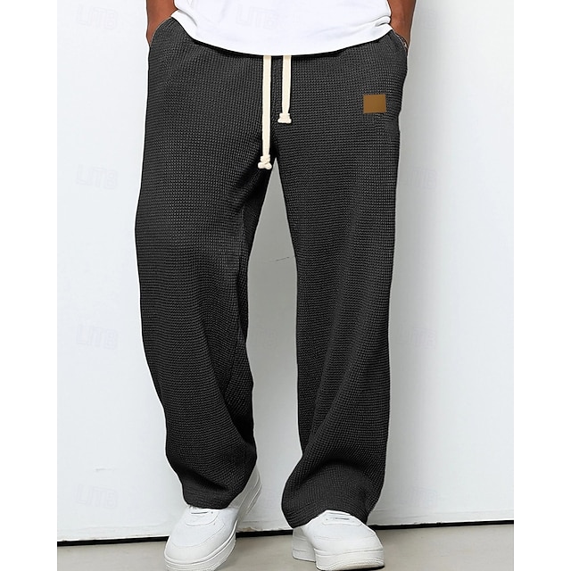 Year-end sale: 50% OFF/Men's Sweatpants Trousers Straight Leg Sweatpants Waffle