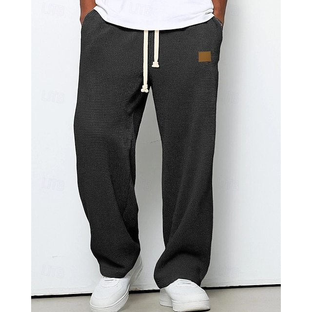Year-end sale: 50% OFF/Men's Sweatpants Trousers Straight Leg Sweatpants Waffle