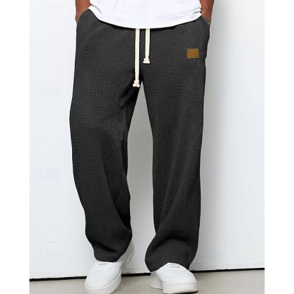 Year-end sale: 50% OFF/Men's Sweatpants Trousers Straight Leg Sweatpants Waffle
