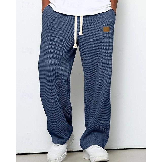 Year-end sale: 50% OFF/Men's Sweatpants Trousers Straight Leg Sweatpants Waffle