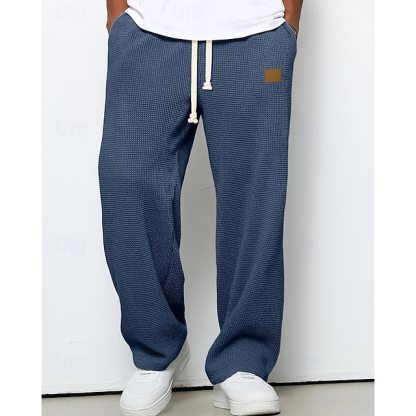Year-end sale: 50% OFF/Men's Sweatpants Trousers Straight Leg Sweatpants Waffle
