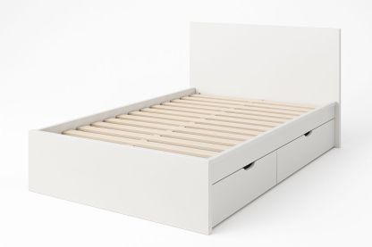 White Queen Bed Frame with Storage Drawers-Volinetra