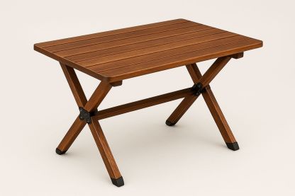 Brown Wooden Folding Table 80cm x 50cm x 45cm-Volinetra