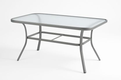 Outdoor Rectangular Table with Tempered Glass Top and Aluminium Frame, 150cm x 90cm x 72cm-Volinetra