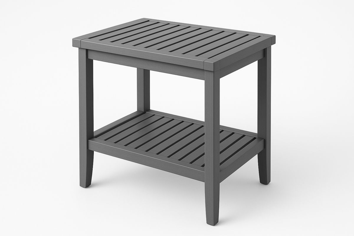 Outdoor Patio Table, Charcoal Plastic Slatted Design, 45 x 35 x 50 cm-Volinetra