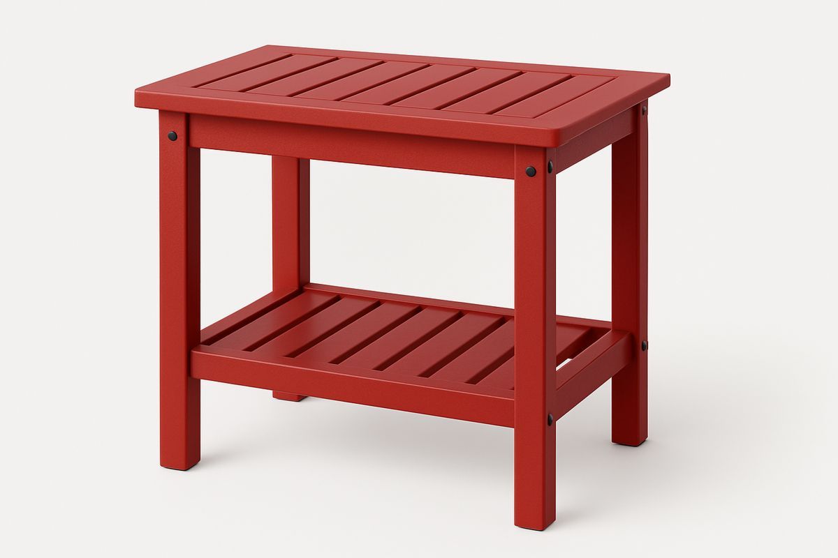 Red Outdoor Patio Table, Steel, 45 cm x 35 cm x 50 cm-Volinetra