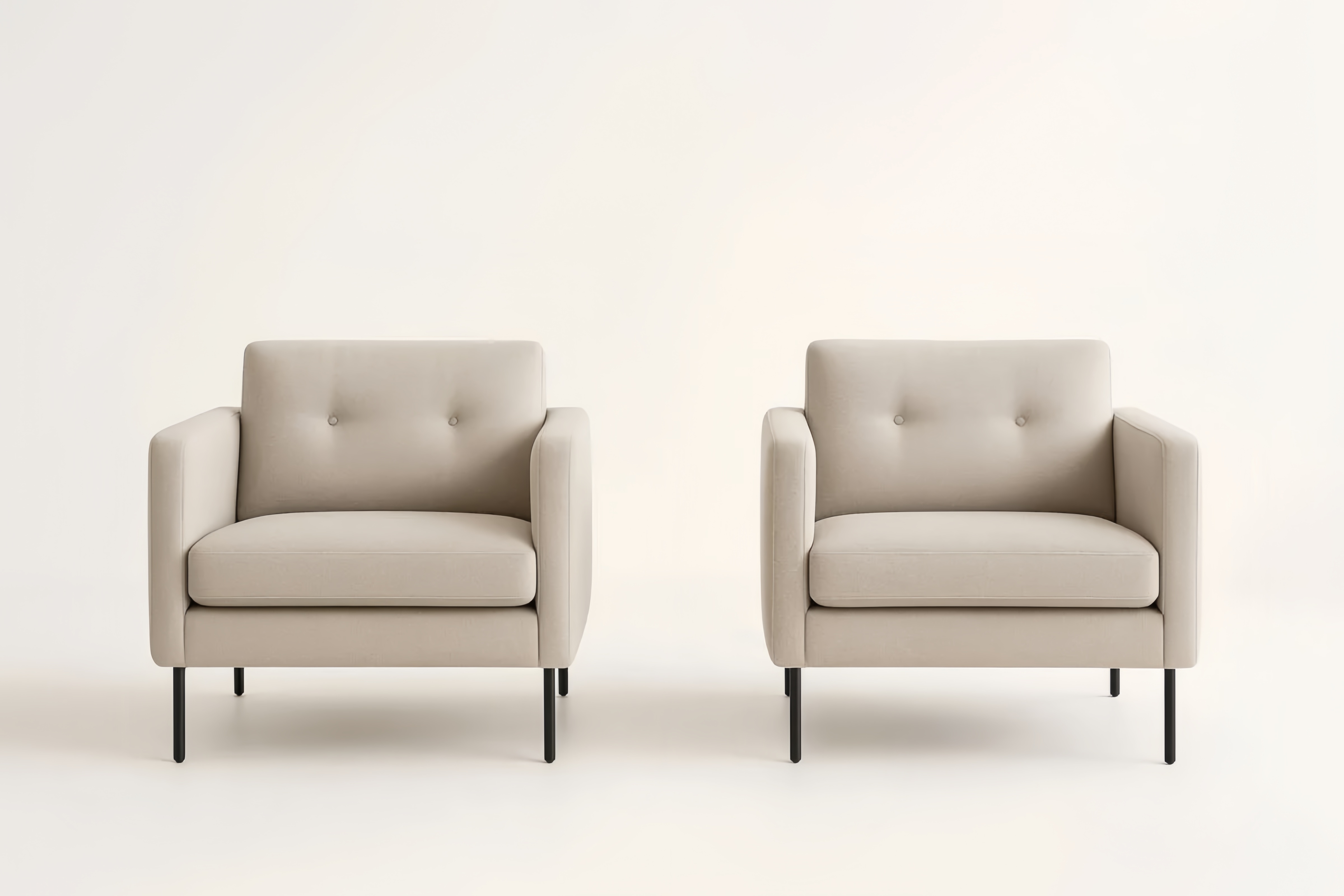 Set di due poltrone in tessuto poliestere Beige con struttura in metallo