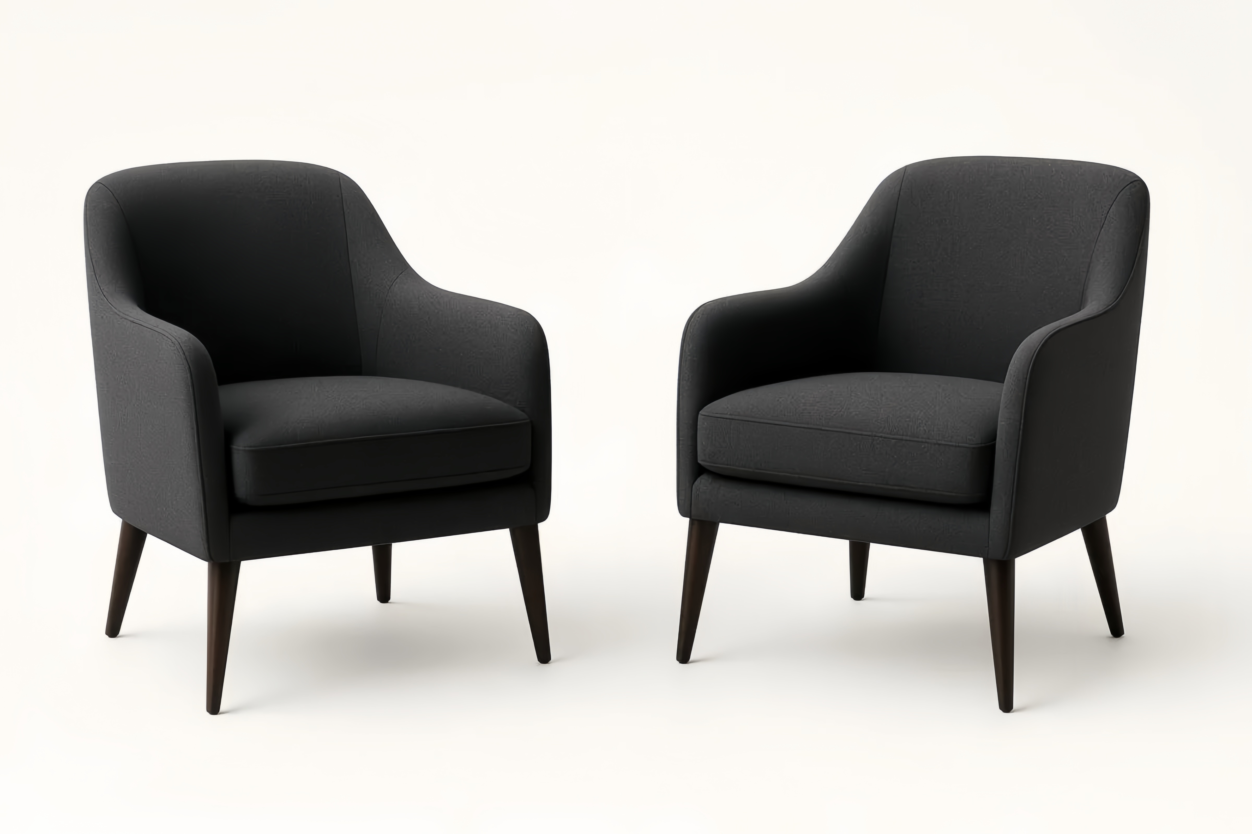 Set di 2 Poltrone in Tessuto Grigio Antracite con Gambe in Legno