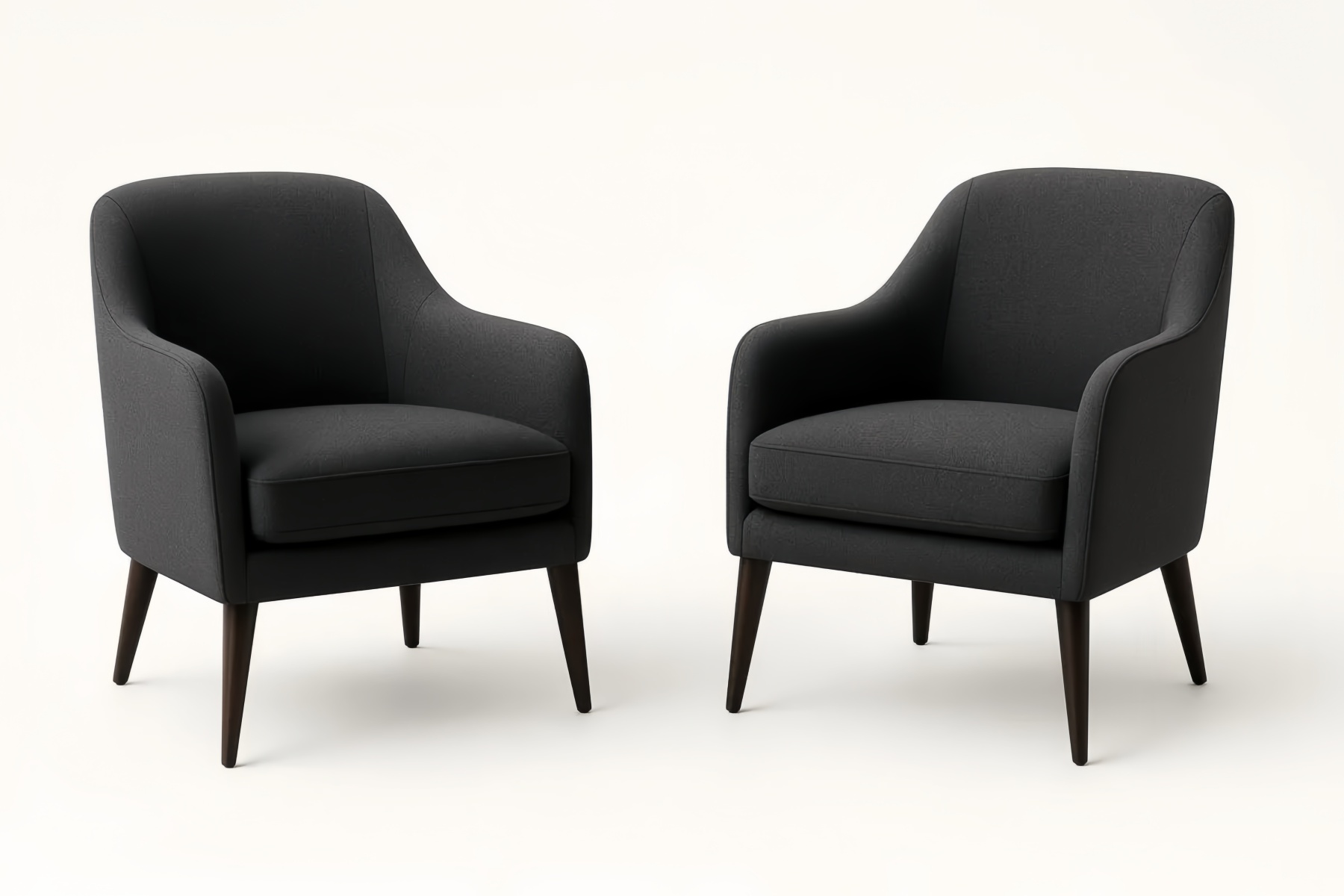 Set di 2 Poltrone in Tessuto Grigio Antracite con Gambe in Legno